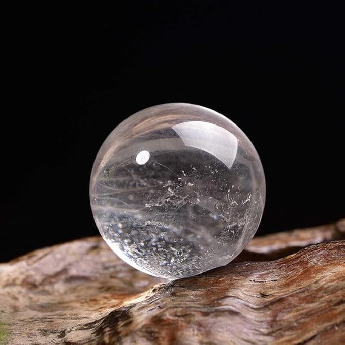 Natural Clear Quartz Crystal Sphere with Stand,5PC Real Crystals Ball, Clear Quartz Small Ball Decor (Clear Quartz Ball)