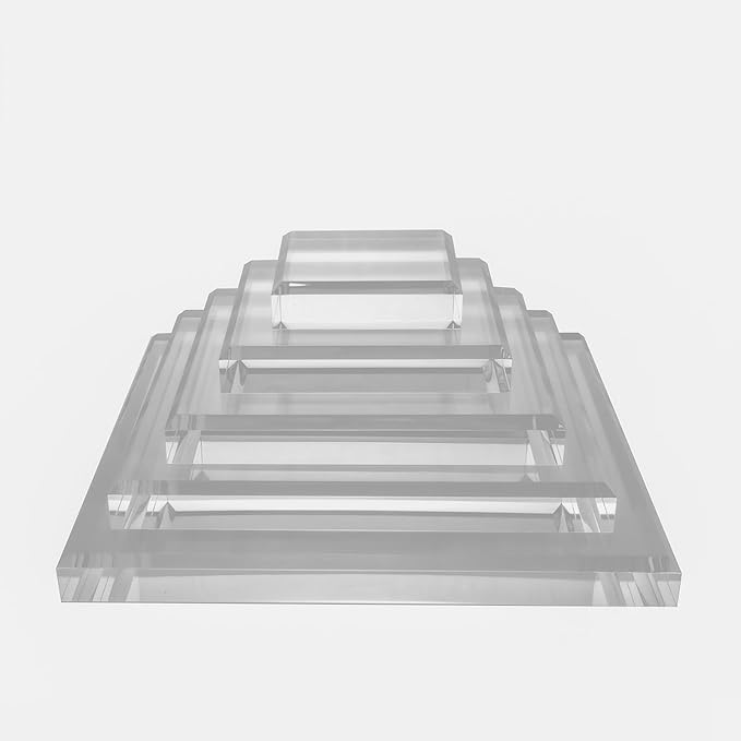 CiaoHER 1in Thickness Beveled Acrylic Square Display Block Clear Polished Pedestal Stand Riser (8x8, 1pack)