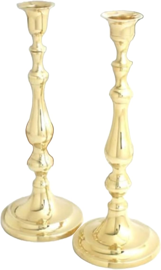 Brass Candlesticks. 11 "H - Set of 2 Brass CandleHolders,Taper Candle Holder for Candlesticks Gold Dining Candelabra Candle Holder for Dining Home
