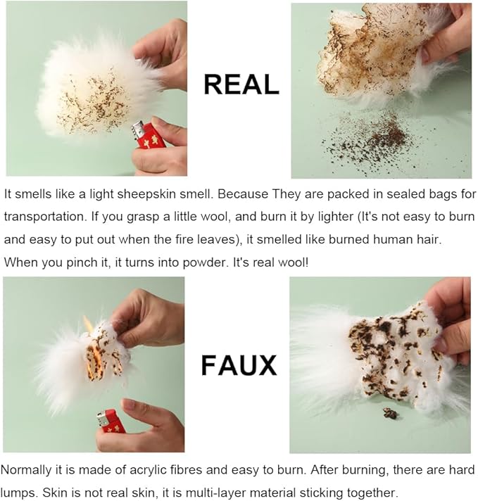 OGLAND Genuine Fluffy Sheepskin Rug, Shaggy Wool Fur Lambskin Throw Pad for Bedroom Living Room Carpet Sofa Cover Chair Side of The Bed Couch Bench Dog Pray Cushion Mat