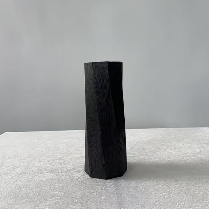 Handcrafted Natural Wood Vase | Eco-Friendly Home Decor | Unbreakable Rustic Flower Vase for DIY Painting | 9.5" Wooden Decorative (vase Brown)