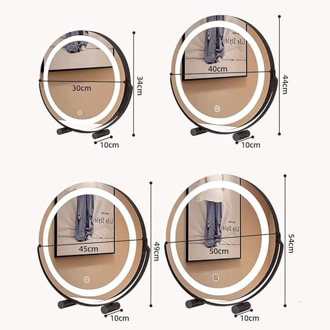 FERKAP Tabletop Vanity Mirror with Lights Lighted Makeup Mirror Touchscreen Control 3 Color Lighting Modes 360°Rotation High Definition Lighted Up Mirror (Color : White, Size : 11.8"X13.3")