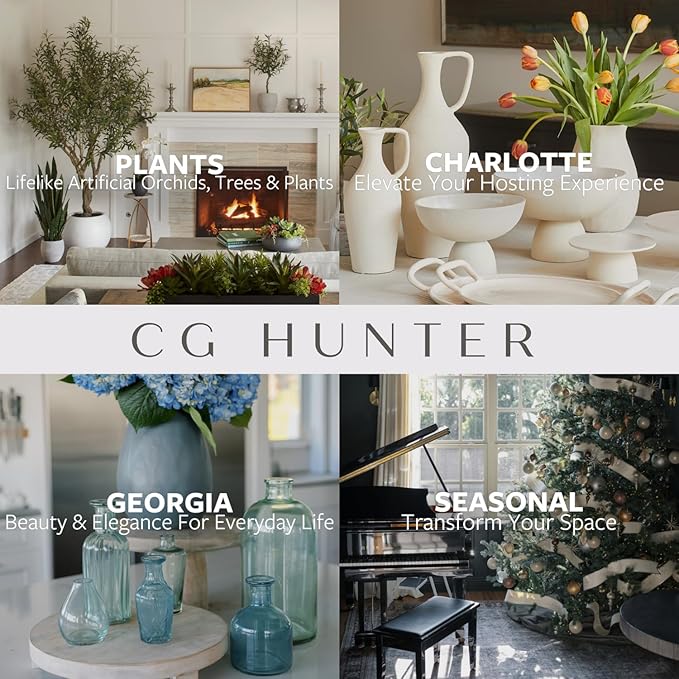 CG Hunter Terracotta Vase with Handles, 12-in Vintage Decor Vase & Table Decor in Entryway, Livingroom or Dining Room, Display Fresh or Dried Flowers, Branches or as a Standalone Decorative Accent