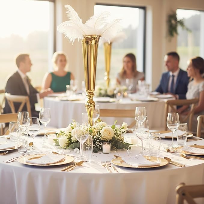 LoveCat 10pcs of Versatile Metal Tabletop Flower Stands, Gold Wedding Table Centerpiece Stands, 21.9" Tall Trumpet Vases for Wedding Birthday Holiday Party Important Event Home Décor