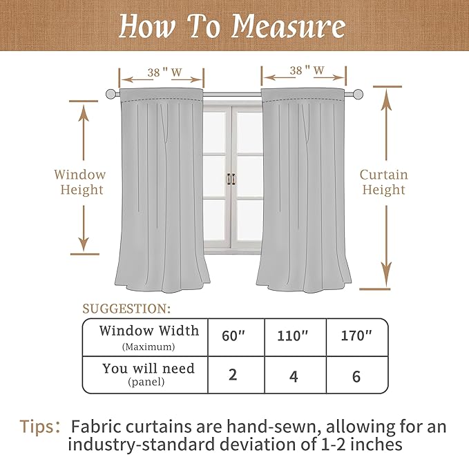 LAMIT Ivory 100% Blackout Polyester Curtains 84 Inches Long, Polyester Living Room Farmhouse Curtains Full Room Darkening Back Tab and Rod Pocket Panels with White Liner, 2 Panels, 38 x 84 Inch