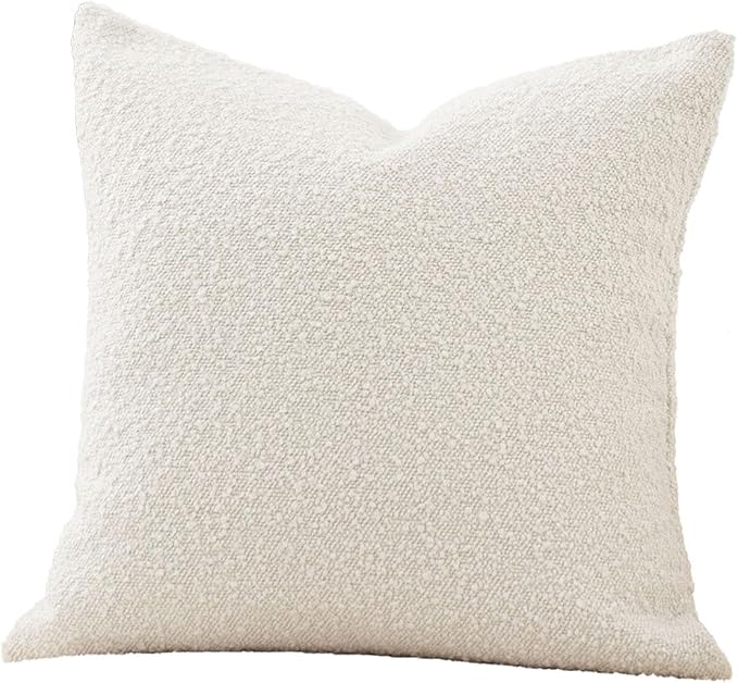 DOMVITUS Boucle Pillow Covers 20x20 Luxury Throw Pillow Covers Decorative Pillows for Bed Sofa Pillows for Living Room Accent Couch Soft Cushion Case, 1PC, Ivory