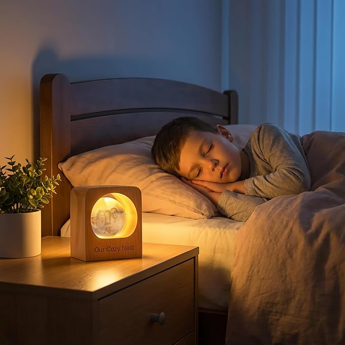 Custom 3D Crystal Photo Night Light Personalized Photo Crystal Ball Engraved Picture Lamp with Wood Base Memorial Gift for Pets Family Couple Birthday Valentine's Day (Style 2)