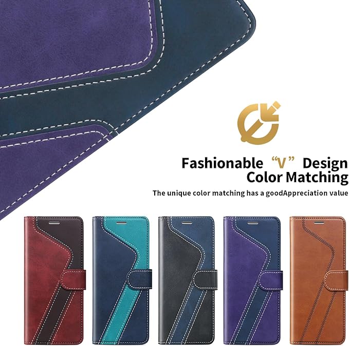 CIVICASE for iPhone 16 Pro Max Wallet Case,PU Leather Flip Case RFID Blocking Credit Card Holder Folio Magnetic Stand TPU Shockproof Cover Compatible with iPhone 16 Pro Max, Purple Blue