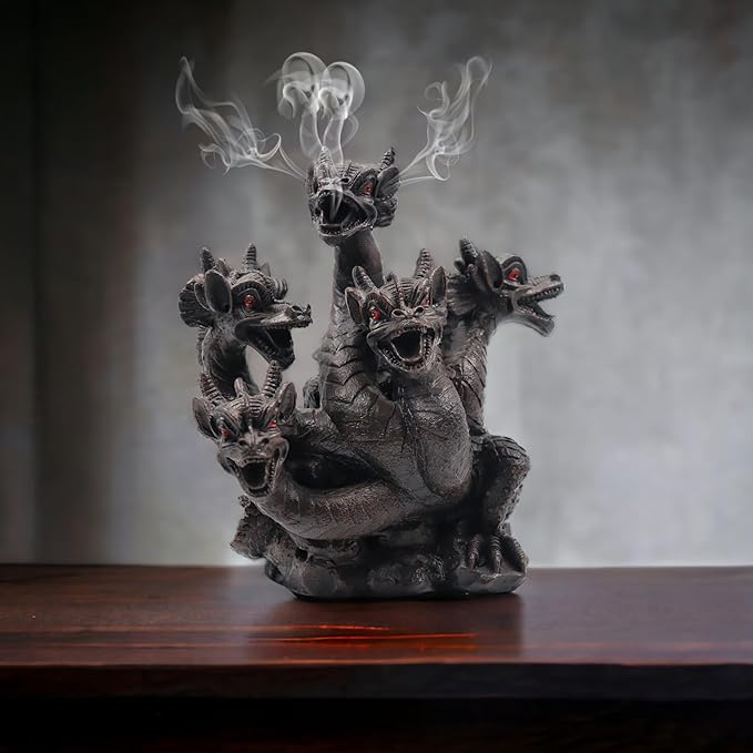Hosley 2pk 8.5 Inch High Resin Dragon Decor Statue/Incense Cone Burner Smoking Dragon Holder. Ideal for Spa and Aromatherapy Suggested for use with Hosley Brand Incense Cones