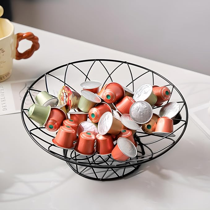 Large Metal Wire Fruit Bowl, Round Mesh Fruit Basket for Kitchen Countertop, Modern Decorative Bread Vegetable Storage Holder Organizer(Gold)