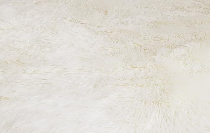 SAFAVIEH Faux Sheep Skin Collection 3' x 5' Ivory FSS115A Silken Glam 2.35-inch Thick Area Rug