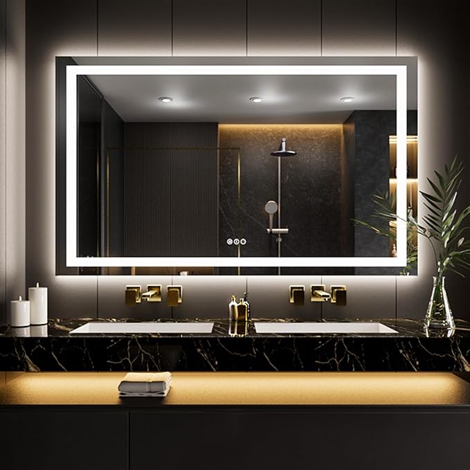 LOAAO 66"X40" LED Mirror for Bathroom, Lighted Bathroom Mirror with Lights, Anti-Fog, Dimmable, Memory Function, Easy to Install, Clear Reflection