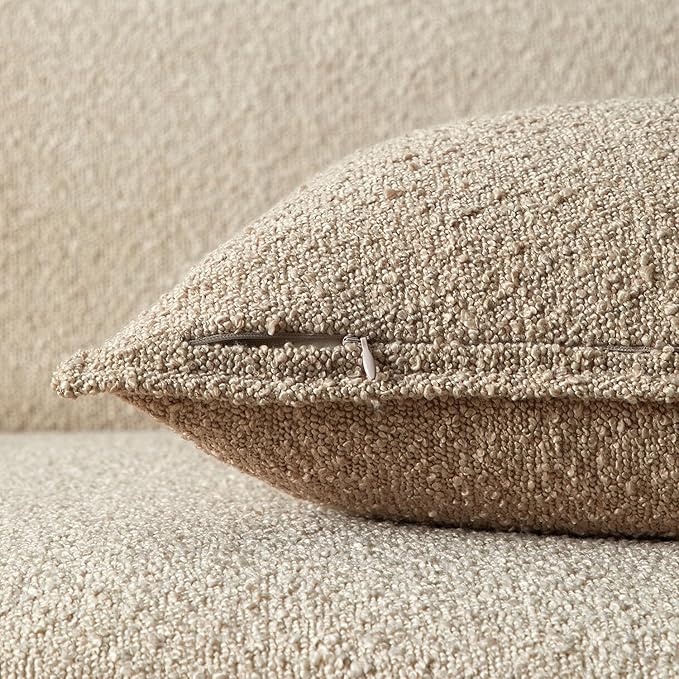 JUSPURBET 26x26 Pillow Covers Set of 2 Decorative Throw Pillow Covers Case for Couch Sofa Bed Soft Boucle Textured Cushion Covers with Hidden Zipper for Home Decor Living Room,Oatmeal