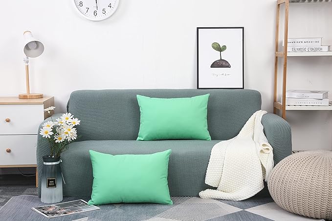 TangDepot Handmade Decorative Solid 100% Cotton Canvas Throw Pillow Covers/Cushion Covers, 45 Colors Available - (12" x 18" , Mint Green, 1 Count (Pack of 1))