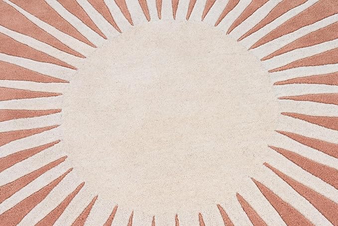 Modern Round Area Rug – Hand-Tufted with 100% NZ Wool, Thick & Soft Circular Carpet for Living Room, Bedroom & Dining Room Decor (Soft Pink, 3' Round)