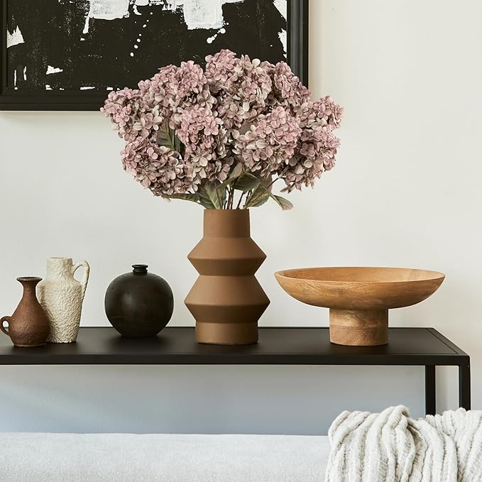 Fake Flowers Hydrangea Silk Flowers with Stems,Brown Flowers Fall Hydrangea Artificial Flowers,Winter Flowers Artificial for Decoration Vase Indoor and Outdoor 24"(Brown ) 8PCS Wthout Vase