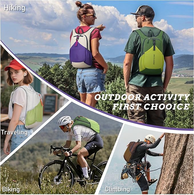 BECOJADDE 20L Small Hiking Backpack for Men Women Foldable Packable Back Pack Ultralight Hiking Daypack for Travel Camping Outdoor, Gray