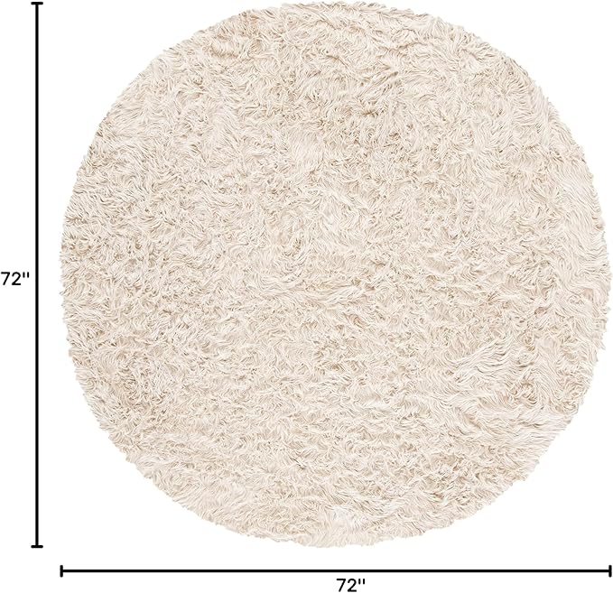 SAFAVIEH Faux Sheep Skin Collection Area Rug - 6' Round, Beige, Silken Glam Design, Non-Shedding & Easy Care, 2.35-inch Thick Ideal for High Traffic Areas in Living Room, Bedroom (FSS235K)