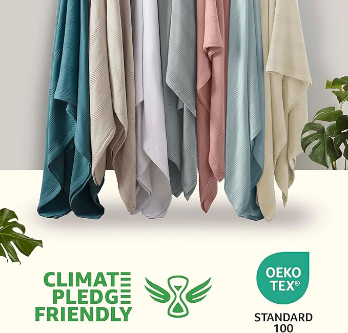 King Size 100% Cotton Blanket | Super Soft Breathable Lightweight Throw Blanket | All-Season Knit Blanket | Versatile Hotel Luxury | Easy Care | Oeko-Tex Certified | Ivory
