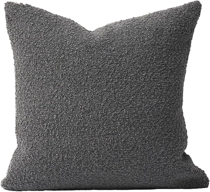 DOMVITUS Luxury Decorative Throw Pillow Cover 18 x 18 Inch Textured Boucle Square Sofa Couch Pillow for Living Room Woven Accent Cushion Case, 1PC, Graphite Grey
