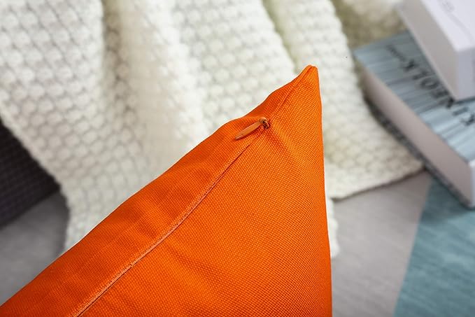 TangDepot Handmade Decorative Solid 100% Cotton Canvas Throw Pillow Covers/Pillow Shams, (28" x28" , Orange, 1 Count (Pack of 1))