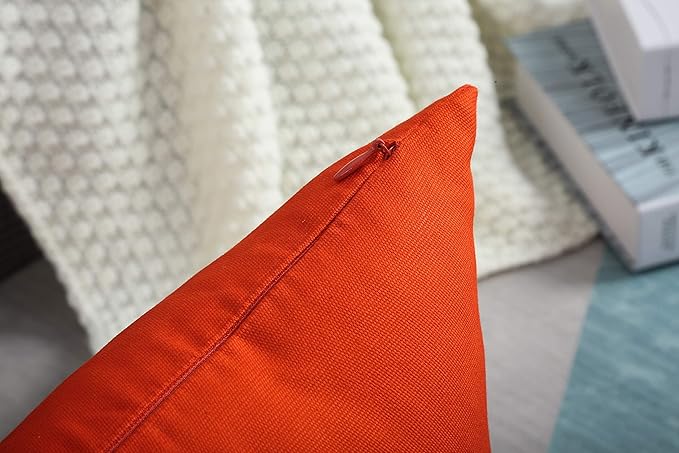 TangDepot Handmade Decorative Solid 100% Cotton Canvas Throw Pillow Covers/Pillow Shams, (26" x26" , Deep Orange, 1 Count (Pack of 1))