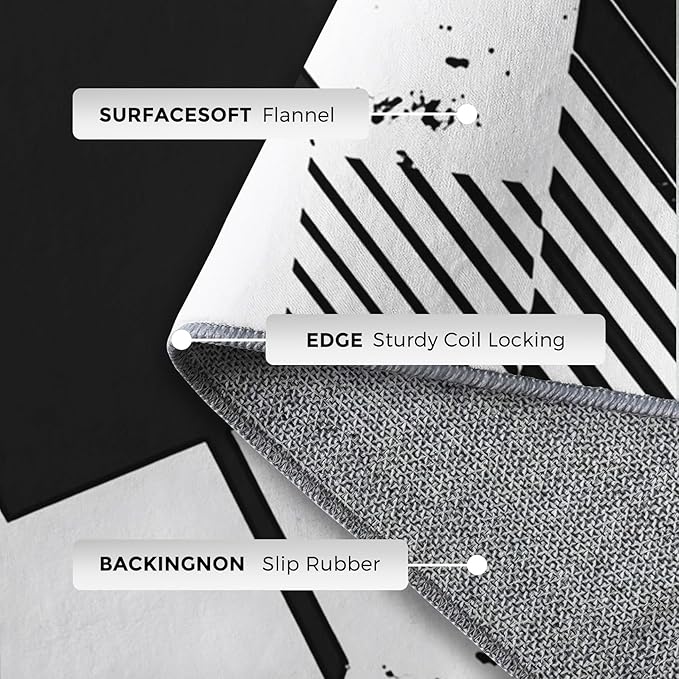 Black and White Rugs for Entryway, 2x3 ft, Abstract Geometric Area Rugs for Bedroom Kitchen Entrance, Soft Non Slip Washable Modern Minimalist Indoor Door Mat Home Decorations Dt-Ghf-31