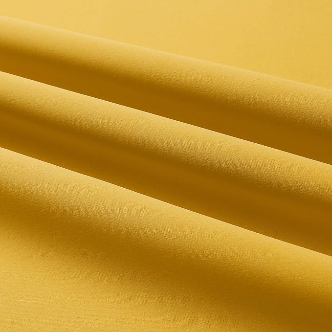 DUALIFE Yellow Curtains 108 Inches Long 2 Panels Blackout Curtain Panels for Bedroom Room Darkening Gold Solid Window Drapes for Living Room Thermal Insulated Grommet Top 60Wx108L