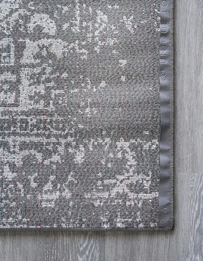 Rugs.com Arlington Collection Rug – 8 Ft Square Dark Grey Medium-Pile Rug Perfect for Living Rooms, Kitchens, Entryways