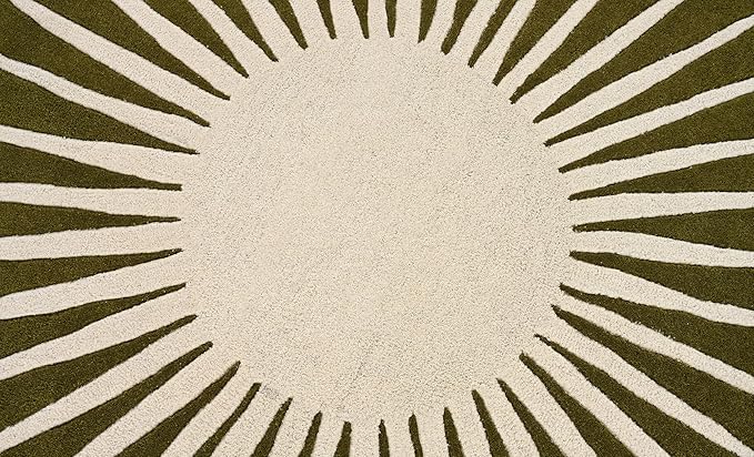 Modern Round Area Rug – Hand-Tufted with 100% NZ Wool, Thick & Soft Circular Carpet for Living Room, Bedroom & Dining Room Decor (Moss Green, 4' Round)