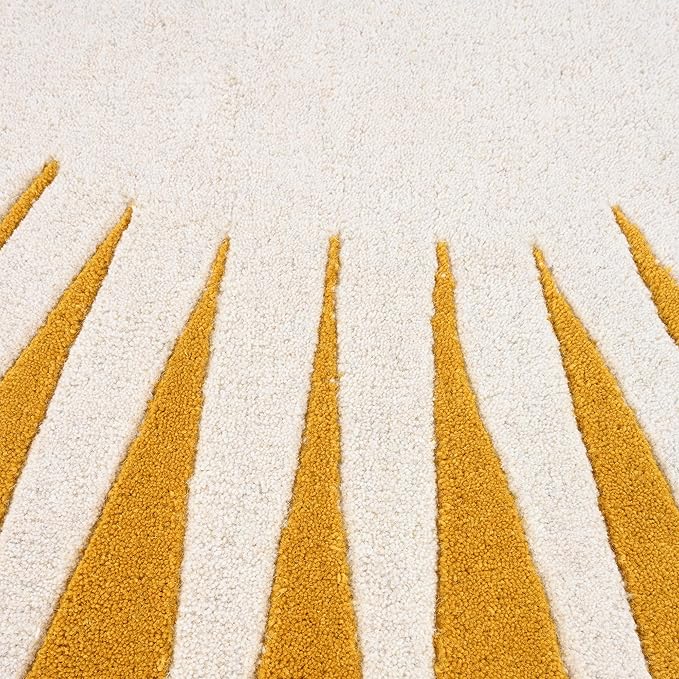 Modern Round Area Rug – Hand-Tufted with 100% NZ Wool, Thick & Soft Circular Carpet for Living Room, Bedroom & Dining Room Decor (Mustard, 7' Round)