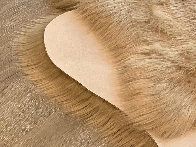 LAMBZY Faux Sheepskin Super Soft Hypoallergenic Silky Shag Rug for Living Room, Kids Room, Sofa (Octo 8 Pelts 6'x8', Beige)