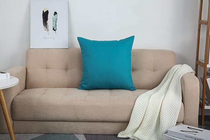 TangDepot Handmade Decorative Solid 100% Cotton Canvas Throw Pillow Covers/Cushion Covers, 45 Colors Available - (18" x18" , Blue Ashes, 2 Count (Pack of 1))