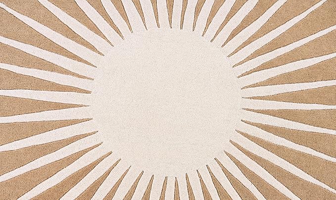 Modern Round Area Rug – Hand-Tufted with 100% NZ Wool, Thick & Soft Circular Carpet for Living Room, Bedroom & Dining Room Decor (Warm Natural, 3' Round)