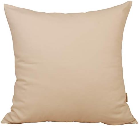 TangDepot Handmade Decorative Solid 100% Cotton Canvas Throw Pillow Covers/Pillow Shams, (20"x20", Cream)