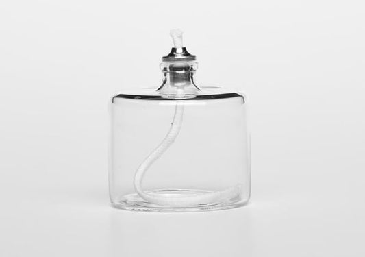 Firefly Fuels Refillable Glass Oil Candle - 2 oz Liquid Candle for Indoor Use, Outdoor Events, Emergency Lighting - Clean Burning with Wick and Holder Included. Use with Liquid Paraffin or Lamp Oil