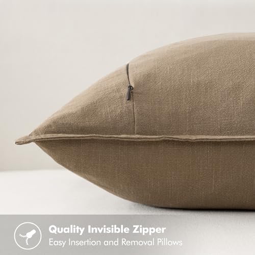 MIULEE Neutral Navy Linen Pillow Covers Pack of 4 Christmas Decorative Natural Throw Pillow Covers Soft Accent Boho Farmhouse Couch Pillowcases Coastal Home Decor for Living Room Bed Sofa 18x18 Inch