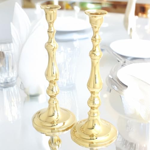 Brass Candlesticks. 11 "H - Set of 2 Brass CandleHolders,Taper Candle Holder for Candlesticks Gold Dining Candelabra Candle Holder for Dining Home