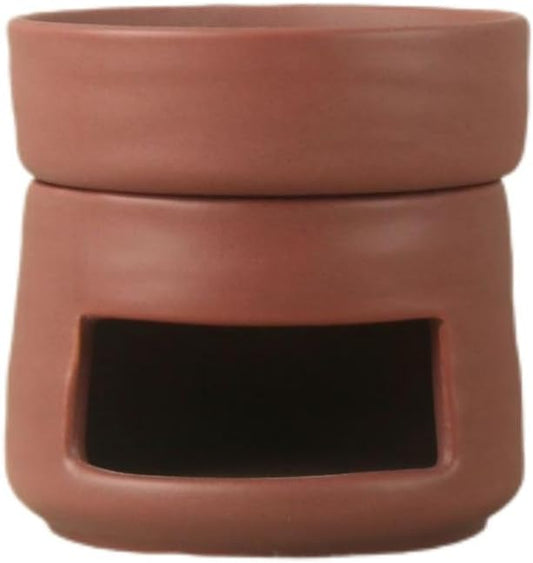 Ceramic Essential Oil Burner Tealight Candle Holder Decorative Aroma Diffuser Separable Wine Red