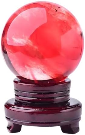 Natural Red Melting Healing Crystal Gemstone Sphere Ball for Reiki Balancing Meditation Energy Home and Office Decoration (7cm, Artificial Crystal)