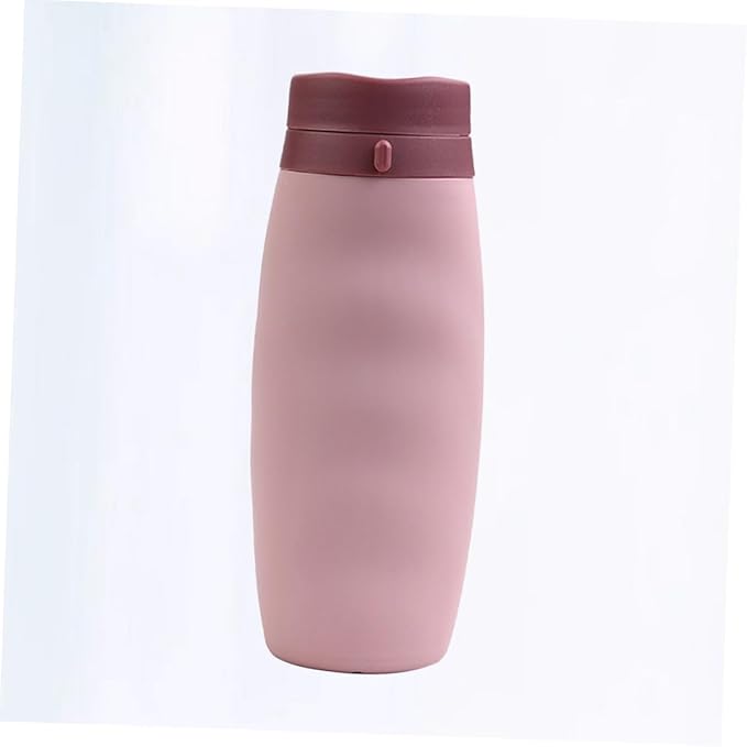 Happyyami Portable Foldable Silicone Water Bottle Collapsible Sports Kettle with Wide Mouth for Outdoor Hiking Camping Cycling Pink