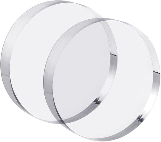 CiaoHER 1in Thickness 5in Diameter Acrylic Disc Display Block Clear Polished Round Pedestal Stand Riser 5" x 5" x 1", 2 Pack