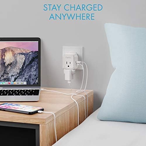 Ceptics Germany, Korea Travel Plug Adapter Set, 20W PD & QC, Safe Dual USB & USB-C - 2 USA Socket - Use in Schuko, France, Russia, Netherlands - Includes Type E/F SWadAPt Attachments