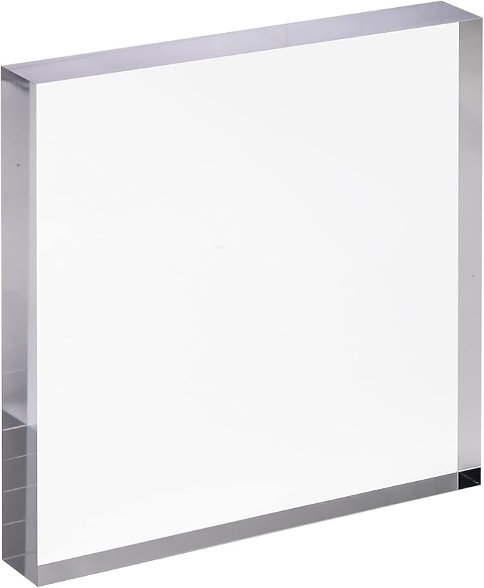 CiaoHER 1in Thickness 10in Square Acrylic Cube Display Block Clear Polished Pedestal Stand Riser Solid Base 10" x 10" x 1", 1 Pack