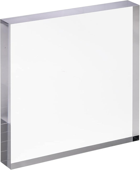 CiaoHER 1in Thickness 10in Square Acrylic Cube Display Block Clear Polished Pedestal Stand Riser Solid Base 10" x 10" x 1", 1 Pack