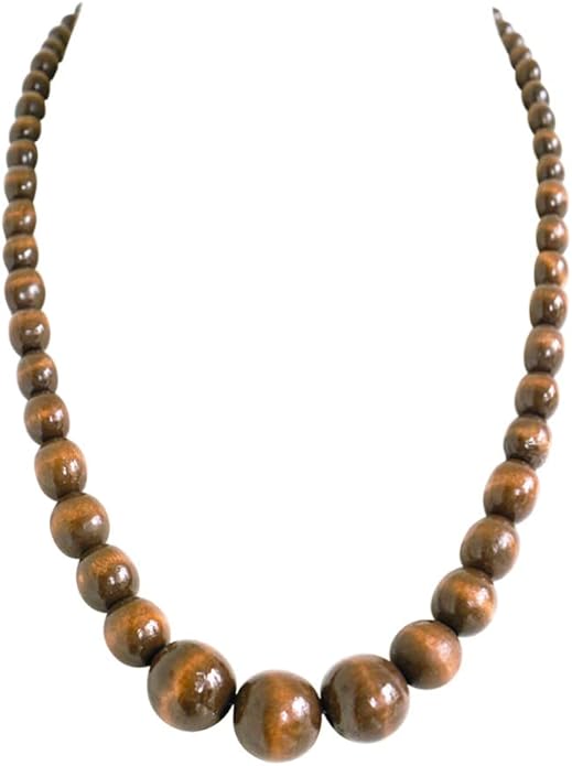 Xianli Wang Natural Wood Beads Necklace for Men Women Wooden Chain Unisex Chunky Bead Necklaces