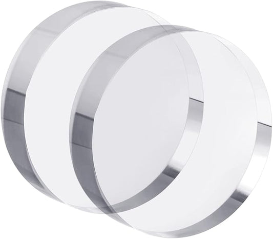 CiaoHER 1in Thickness 4in Diameter Acrylic Disc Display Block Clear Polished Round Pedestal Stand Riser 4" x 4" x 1", 2 Pack