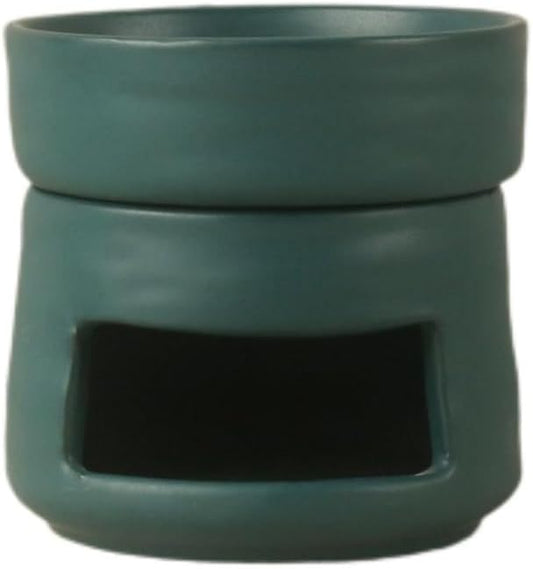 Ceramic Essential Oil Burner Tealight Candle Holder Decorative Aroma Diffuser Separable Dark Green