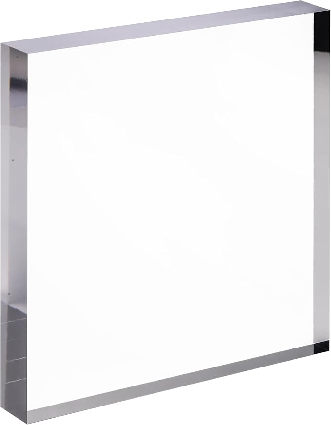 CiaoHER 1in Thickness 8in Square Acrylic Cube Display Block Clear Polished Pedestal Stand Riser Solid Base 8" x 8" x 1", 2 Pack
