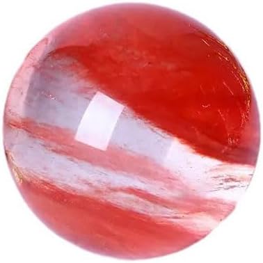 Natural Red Melting Healing Crystal Gemstone Sphere Ball for Reiki Balancing Meditation Energy Home and Office Decoration (6cm, Artificial Crystal)